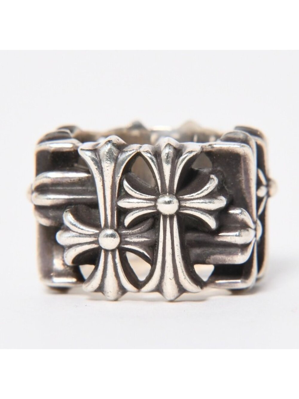 Chrome Hearts Cemetery Square Ring CH Cross 925 Sterling Silver